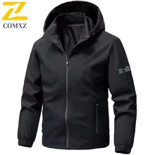 Autumn Men's Hooded Jackets high quality Casual Solid Color Zipper Pocket Windproof Jacket